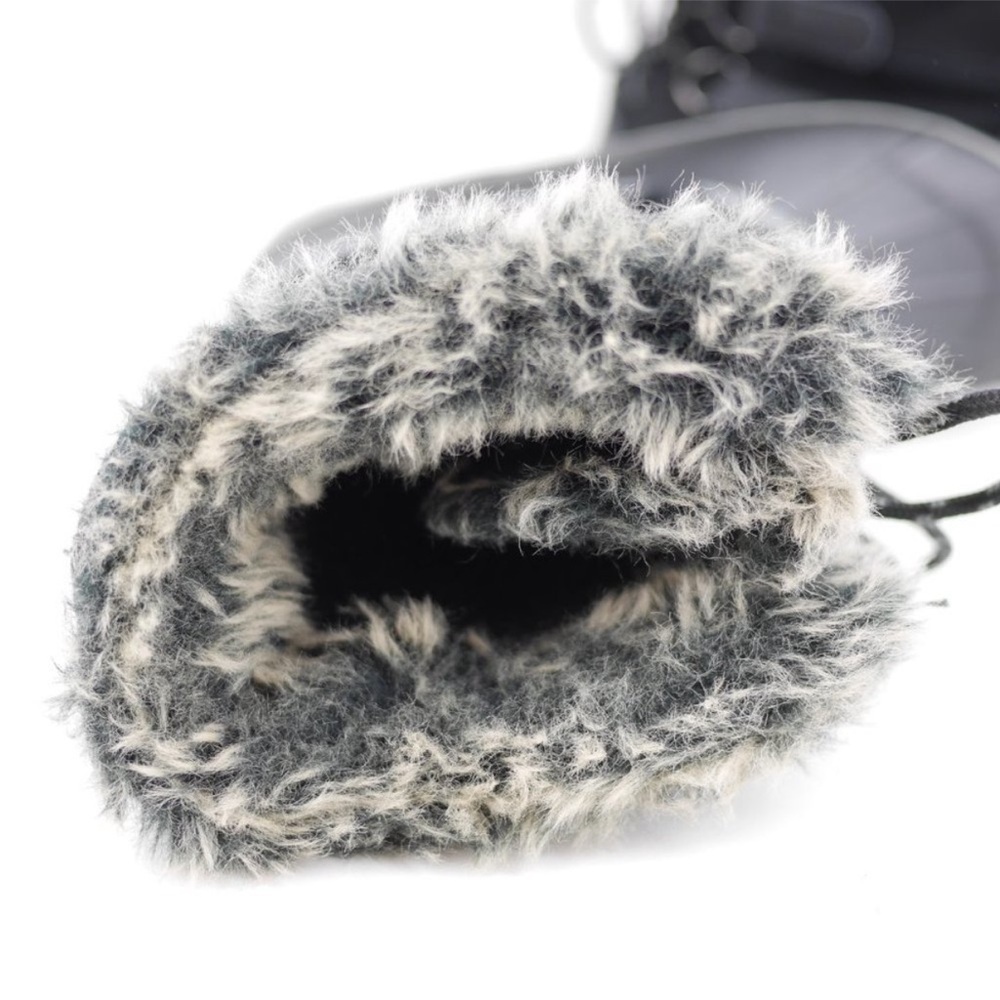 KHOMBU Women's Black Leather Rubber Winter Snow Boots Fleece Lined Mid Calf 7 - Picture 8 of 14